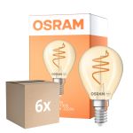 Opakowanie 6x Osram Vintage 1906 LED Classic Slim E14 Gruszka Włókno Złoty 4.9W 470lm - 922 Bardzo Ciepła Biel | Najlepsze Renderowanie Kolorów - Ściemnianie - Zamienne 40W