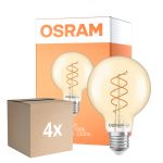 Opakowanie 4x Osram Vintage 1906 LED E27 Globe Włókno Twist Złoty 8W 806lm - 922 Bardzo Ciepła Biel | Najlepsze Renderowanie Kolorów - Ściemnianie - Zamienne 60W