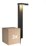 Opakowanie 3x Nordlux Solar Lampa na postumencie Rica Plac Stal Nierdzewna Czarny 4.5W 380lm - 830 Ciepła Biel |Czujnik ruchu i Światła