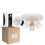 Opakowanie 6x D'Lite Lampa sufitowa Beitem Matowy Valkoinen FSC Drewno | Nadaje Się Do 3x GU10
