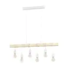 Eglo Lampa Wisząca Townshend Stal Valkoinen Drewno | IP20 - Nadaje Się Do 6x E27 